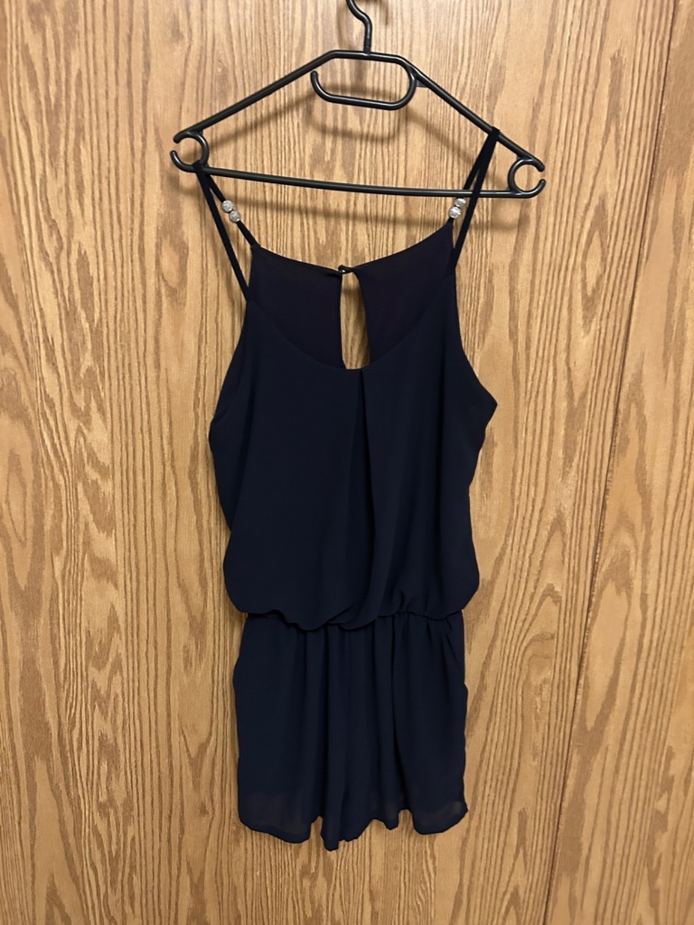 Navy Sleeveless Spaghetti Strap Romper size medium